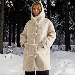 NWT Anthropologie PILCRO Wool Blend Hooded Duffle Coat XL